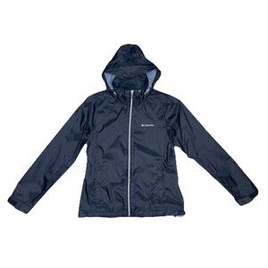 Columbia Switchback III Rain Jacket Womens MED Black Hooded Packable Full Zip